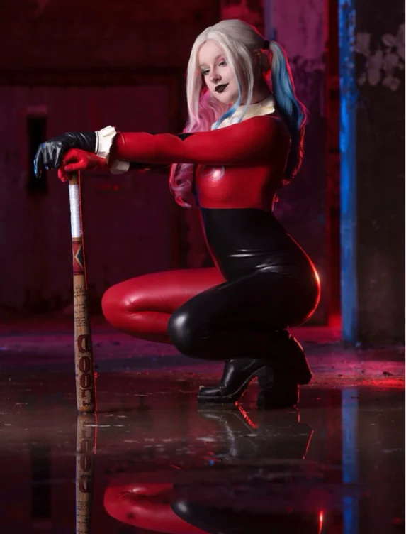 OG Harley Quinn cosplay latex catsuit 