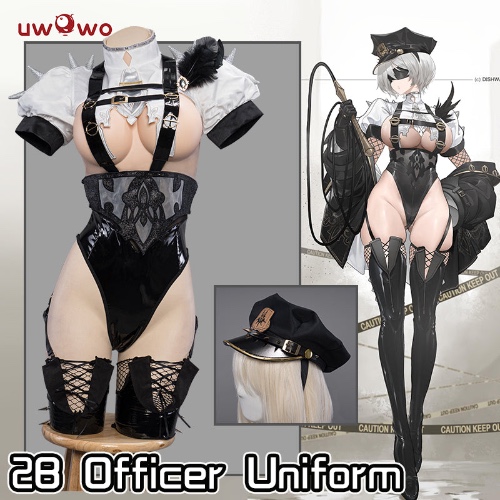 【In Stock】Uwowo Nier: Automata 2B Officer Uniform Sexy Fanart Cosplay Costume - Set A (Costume+Hat） XL