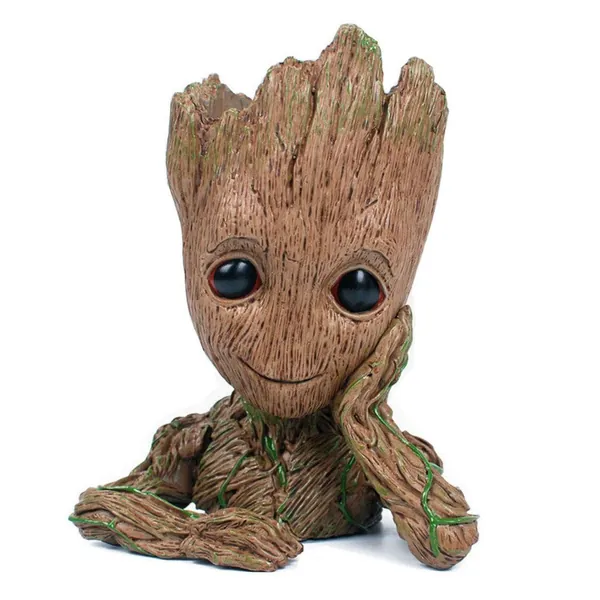 Baby Groot Flowerpot The Guardians of Galaxy Flower Pot Cute Baby Action Figures Model Toy Pen Pencil Holder PVC Plant Holder