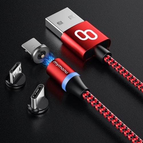 Mymanu 3 in 1 magnetic charging cable - red