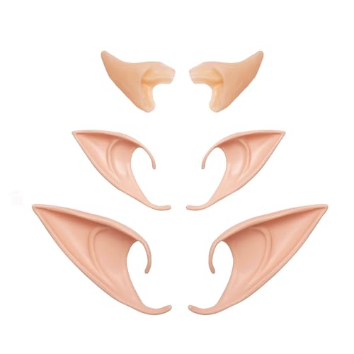 Kbraveo Fairy Pixie Elf Ears,Latex Pointy Ears,Cosplay Ears for Cosplay Halloween Christmas Any Themed Party…… - 3 Pair Elf Ears