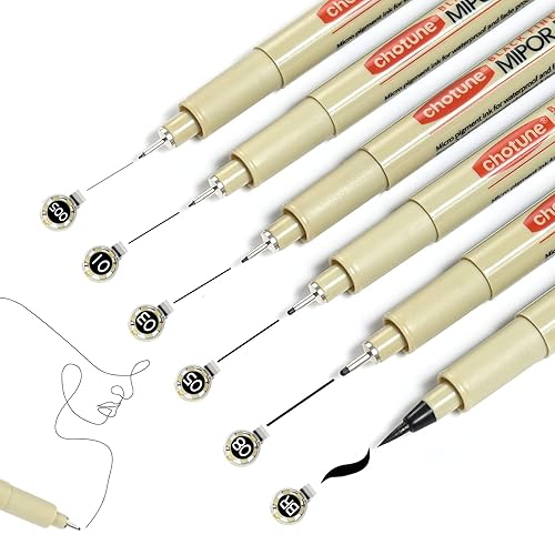 GETHPEN Micro-Pen Fineliner Ink Pens, 6 Pack Black Micro Fine Point Drawing Pens Waterproof Archival Ink Multiliner Pens for Artist Illustration, Sketching, Technical Drawing, Anime, Manga - 6