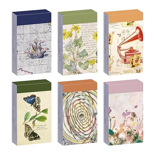 6 Sets 300 Pcs Washi Stickers Set Vintage Aesthetic Sticker Book for Journaling Decorative Scrapbook Floral Paper Sticker Kit for Scrapbooking, Bullet Journal, Art Craft Gifts, Notebook Making - Aesthetic Style 2