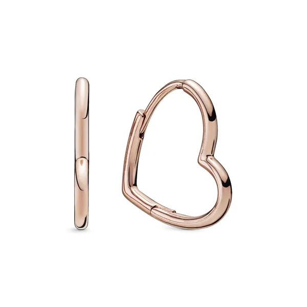 Pandora Moments Women's 14k Rose Gold-Plated Asymmetrical Heart Hoop Earrings