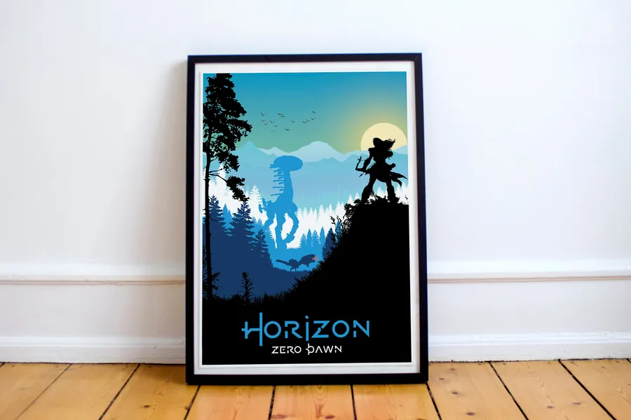 Horizon Game Art, Full Page, minimalist, posters, home decor, gaming print, wall art, video game art, computer game art, gamer gift