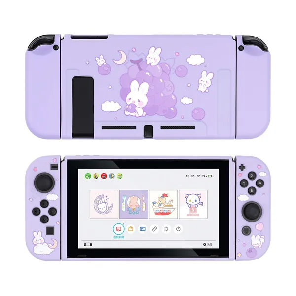 GeekShare Protective Case for Switch, Soft TPU Slim Case Cover Compatible with Nintendo Switch Console and Joy-Con (Grape Bunny)