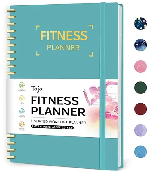 Fitness Workout Journal for Women & Men, A5(5.5" x 8.2") Workout Log Book Planner for Tracking, Progress, and Achieving Your Wellness Goals-Blue - b.Blue