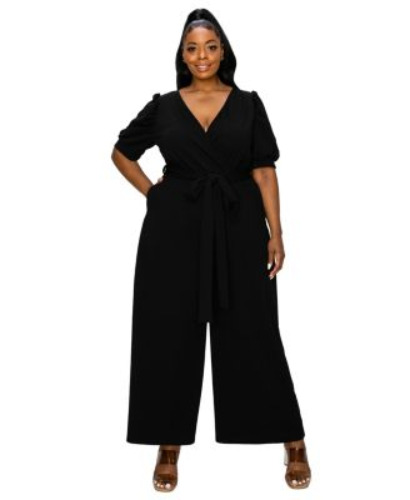 Women's Iris Surplice Belted Pocket Jumpsuit