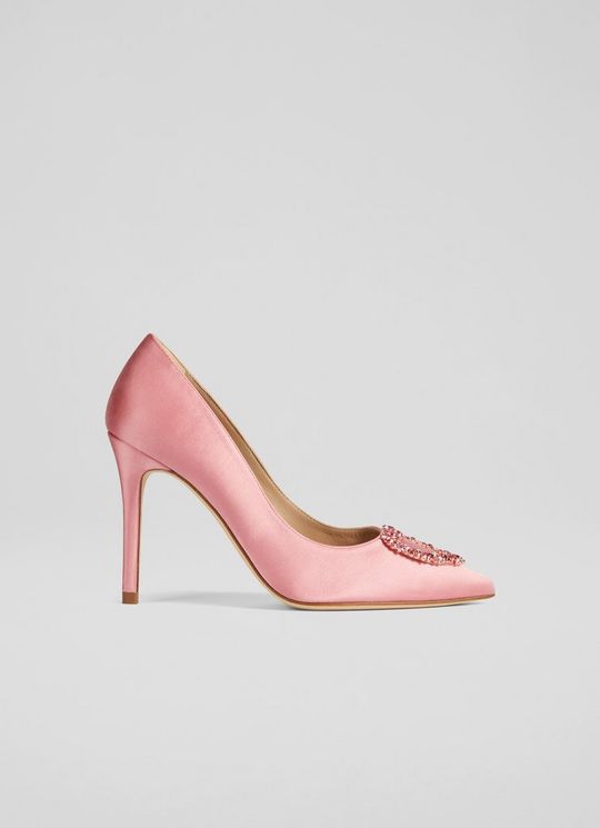Luella Pink Satin Heart Brooch Courts