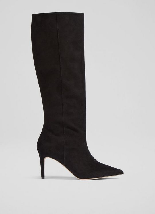Astrid Black Suede Slouchy Knee-High Boots