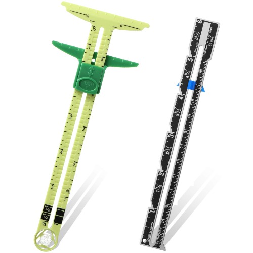 2 Pieces Sewing Gauge Sewing Measuring Tool, 5-in-1 Sliding Gauge Measuring Sewing Ruler Tool Fabric Quilting Ruler for Knitting Crafting Sewing Beginner Supplies - 2