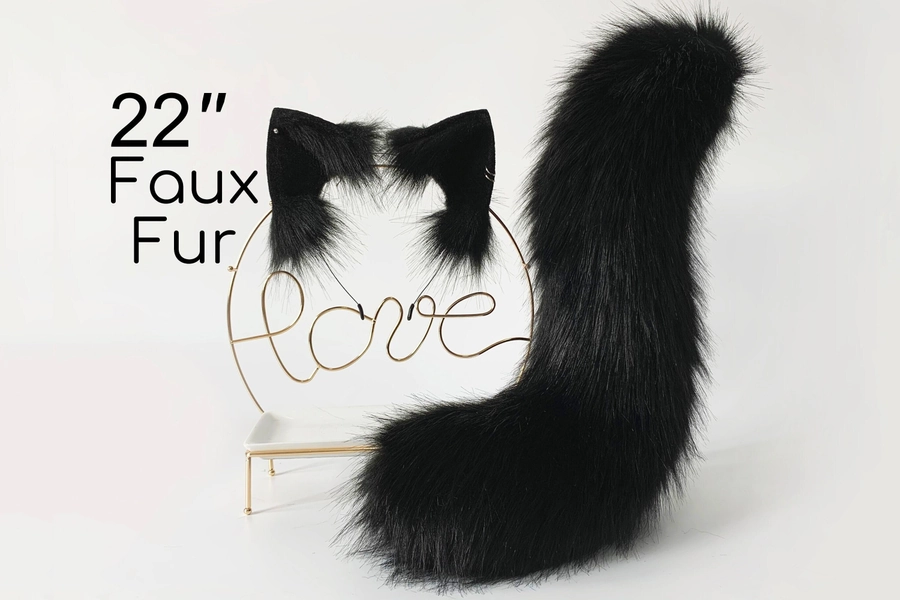 Costume Coda di Volpe Nero Orecchio di Volpe Set Coda di Lupo Orecchio di Lupo Anime Cosplay Lolita Regalo di Halloween Coda di Gatto Orecchio Orecchio Orecchio Animale Maturo