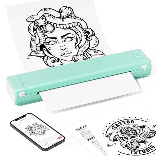 Phomemo M08F Portable Printers Wireless for Travel, Support 8.5" X 11" US Letter,Bluetooth Thermal Printer Compatible with iOS, Android, Laptop, Inkless Mobile Printer for Travel, Office, Home, Cyan - Green - Printer