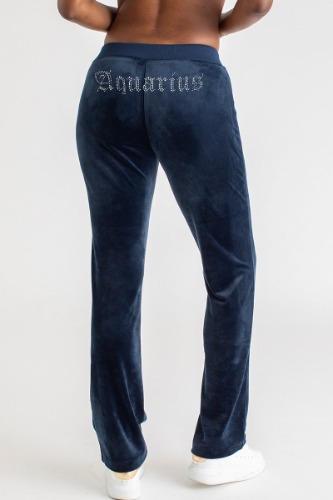 Aquarius Big Bling Velour Track Pants | Regal Blue / M / Silver Bling