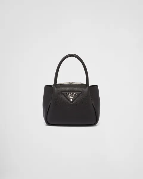 Leather mini handbag with zipper closure