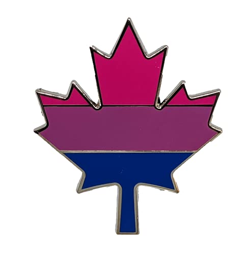 Bi Pride Canadian Maple Leaf Enamel Pin in Bisexual LGBT+ Pride Flag Colors
