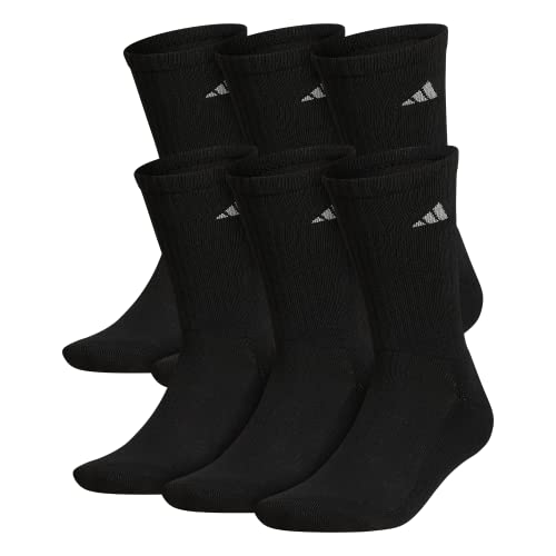 adidas Men's Athletic Cushioned Crew Socks with Arch Compression for a Secure Fit (6-Pair) - X-Large - Black/Aluminum 2