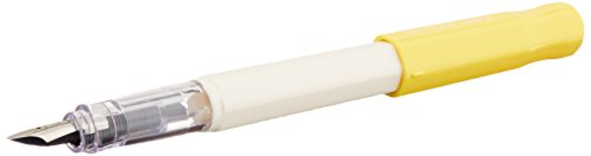 Pilot Kakuno Medium-Nib Fountain Pen, White Body Soft Yellow Cap Body (FKA-1SR-SYM)