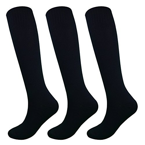 Fitliva Knee High Long Sports Socks Unisex Multicolor 3/6/12 Pairs - One Size - 3pack-black