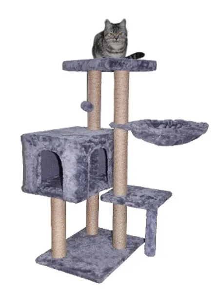WIKI 002G Cat Tree has Scratching Toy with a Ball Activity Centre Cat Tower Furniture Jute-Covered Scratching Posts Grey
