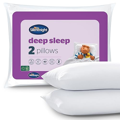 Silentnight Deep Sleep Pillows 2 Pack – Medium Support Comfortable Hollowfibre Bed for Front, Back and Side Sleepers Machine Washable Hypoallergenic of Standard Size, White - Medium Support - Pack of 2
