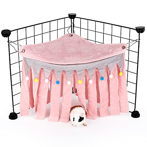 ONEJU Meerschweinchenversteck, Dreieckige Oben Versteck für Meerschweinchen, 3-Seitiger Kleintierverstecke für Meerschweinchen, Kaninchen, Chinchilla, Frettchen, Ohne Metallzäune. (Rosa) - 1 Packung - Rosa