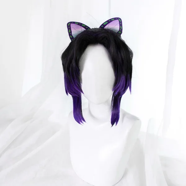 Uwowo Anime Kochou Cosplay Wig 23cm Short Black Purple Gradient Corps