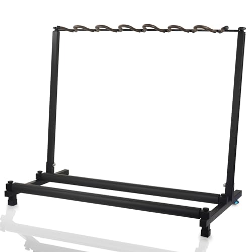 WOTLLA® Guitar Stand, Guitar Rack for Multiple Guitars with 7 Holders, Multi Guitar Stand Display Rack with No-Slip Rubber Padding Universal Foldable Portable for Guitars Banjo Mandolin Cello