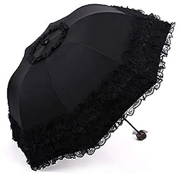Milcraft Travel Umbrella Folding UV Resistance Princess Lace Parasol Umbrella Sun Umbrella for Women Girls