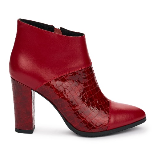 Red ankle leather boots
