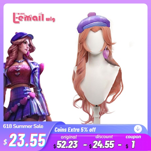 L-email wig Synthetic Hair LoL Heartache & Heartthrob Caitlyn Cosplay Wig LOL Valentine's Day Skin Caitlyn Wig Heat Resistant