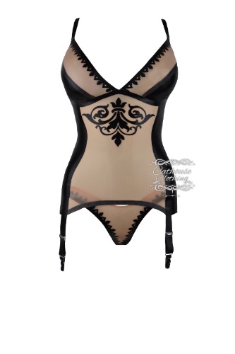 Latex Rococo basque & thong | small / Translucent flesh
