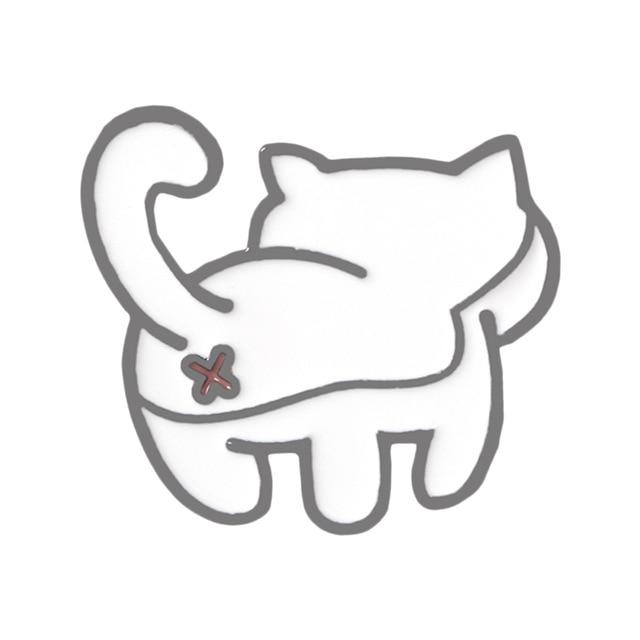 Kitten Bum Enamel Pins | White