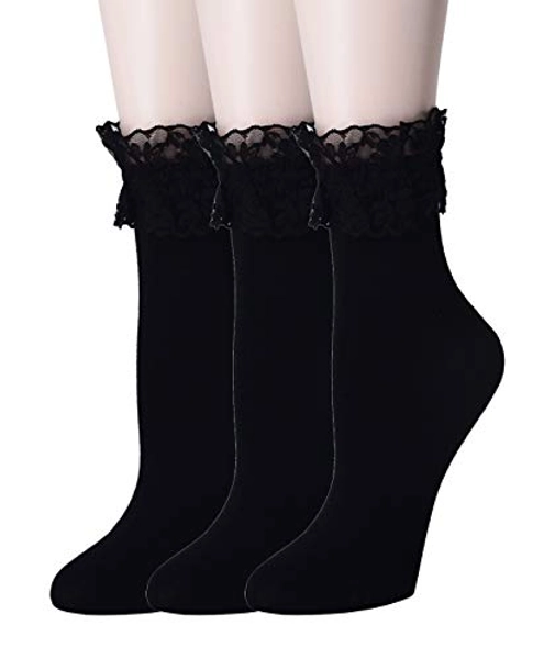 Throne Bunny SRYL Women Lace Ankle Socks Ruffle Frilly Cotton Socks