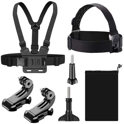 T Tersely [7 in 1] Head + Chest Harness Strap Mount for GoPro Hero 11 10 9 8 7 Black 6 5 4 SJCAM Xiaomi Yi Sport Action Camera, with Quick Clip Elastic Head, Helmet & Chest Mount Screw Accessories