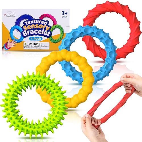 Sensory Fidget Toys for Kids Adults - 4 Pack Stretchy Fidget Bracelet | Texture & Calming Autism Sensory Toys for Special Needs Autistic Children | Calm Down Toy for Toddler Girls Boys - 4PCS