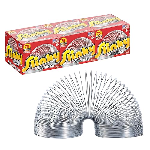 The Original Slinky Walking Spring Toy, 3-Pack Metal Slinky, Fidget Toys, Party Favors and Gifts, Kids Toys for Ages 5 Up, Amazon Exclusive by Just Play - The Original Slinky