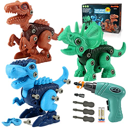 Kids Toys Stem Dinosaur Toy: Take Apart Dinosaur Toys for kids 3-5| Learning Educational Building construction Sets with Electric Drill| Birthday Gifts for Toddlers Boys Girls Age 3 4 5 6 7 8 Year Old - Green