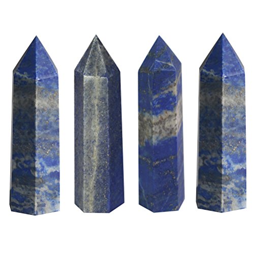 Luckeeper 2" Lapis Lazuli Healing Crystal Wands Obelisk Tower 4 PCS - Blue Lapis Lazuli - 2" Tall