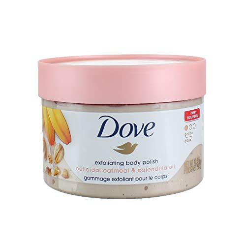 Dove Scrub for Silky Skin Oatmeal & Calendula Oil Body Scrub Exfoliates & Gives Lasting Nourishment 10.5 oz 4 Count - Oatmeal and Calendula Oil - 2.63 Pound (Pack of 1)
