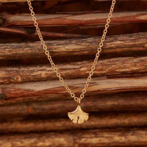 Ginkgo-Kette | 18 Karat vergoldetes Sterling-Silber 925 / klein