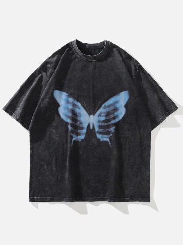 NEV Bone Butterfly Washed Graphic Tee | Black / XL