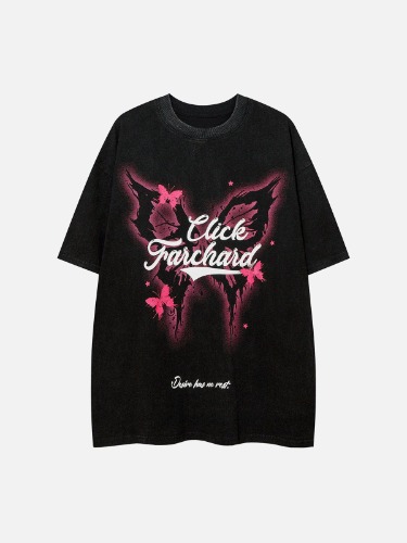 NEV Washed Dark Butterfly Graphic Tee | Black / XL