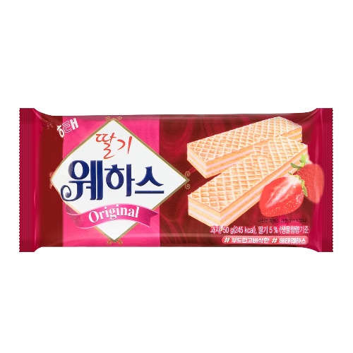 White Cream Waffle Cookie 50g - Strawberry