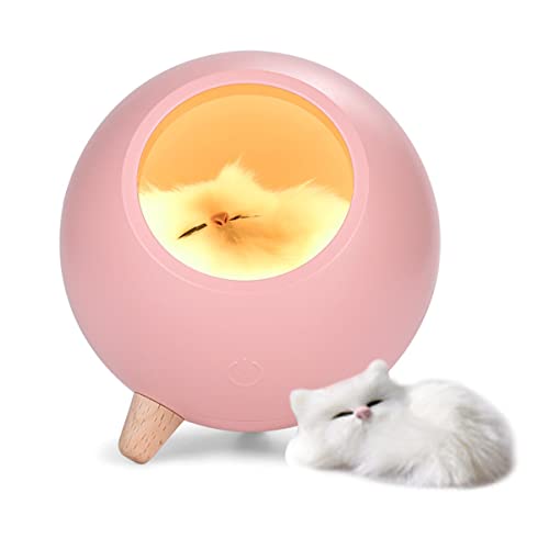 LEDHOLYT Room Decor for Women, Cat Night Light for Bedroom, Cat Lover Gifts for Women Wife Mom Teen Girls, Cute Cat House Valentine Christmas Birthday Gifts.(Night Light Version, Pink) - Pink - Night light Version