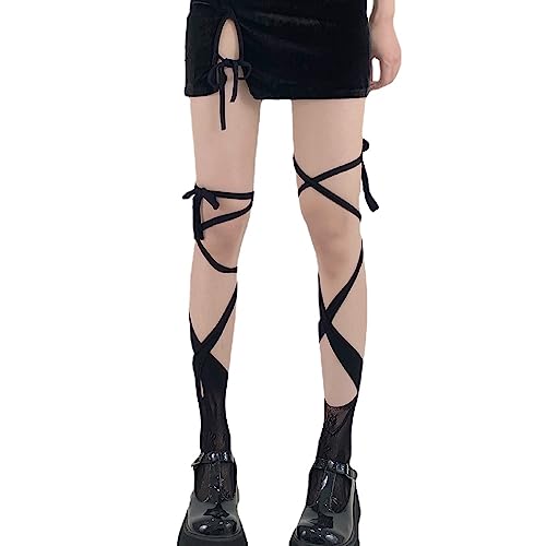 2 Pack Goth Tights Goth Tights for Women Ripped Tights Gothic Tights Goth Accessories Gohtic Clothing - One Size - Black 2
