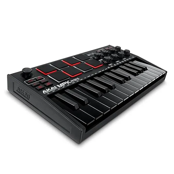AKAI Professional MPK Mini MK3 – Tastiera MIDI Controller USB a 25 Note con 8 Drum Pad Retroilluminati, 8 Manopole e Software Incluso, Colore Nero