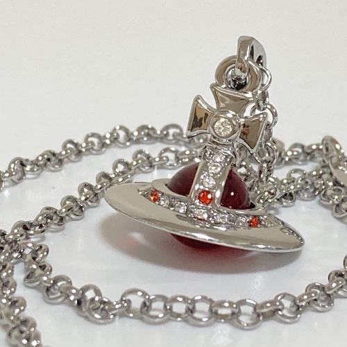 Vivienne Westwood Necklace Tiny Orb Red Silver w/drawstring [EJ831