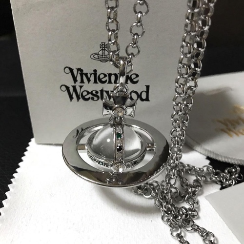 Vivienne Westwood  Necklace Small Orb Silver Clear IN BOX [E0151
