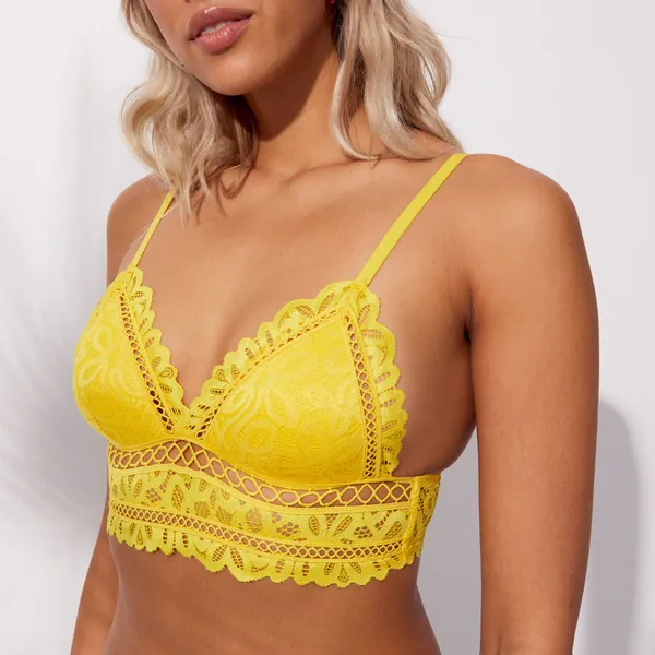 soutien-gorge triangle paddé en dentelle florale